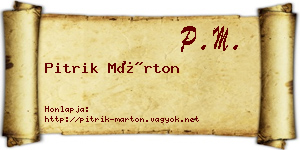 Pitrik Márton névjegykártya